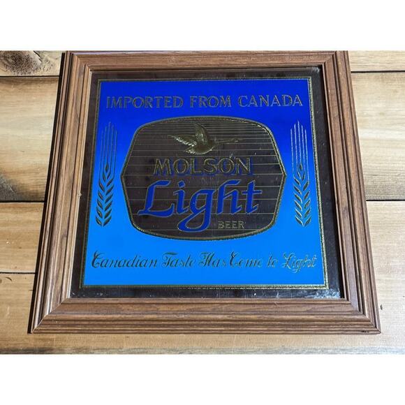 Vintage Molson Light Beer Mirror Sign. Canadian. Man cave Bar decor  16x16 - Picture 2 of 3